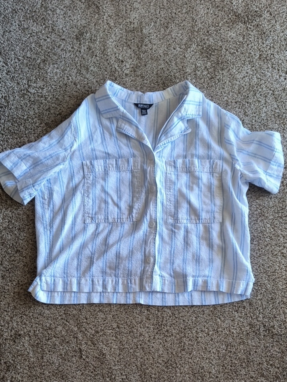 Buffalo David Bitton Light Blue & White Striped Button-Front Kids Shirt